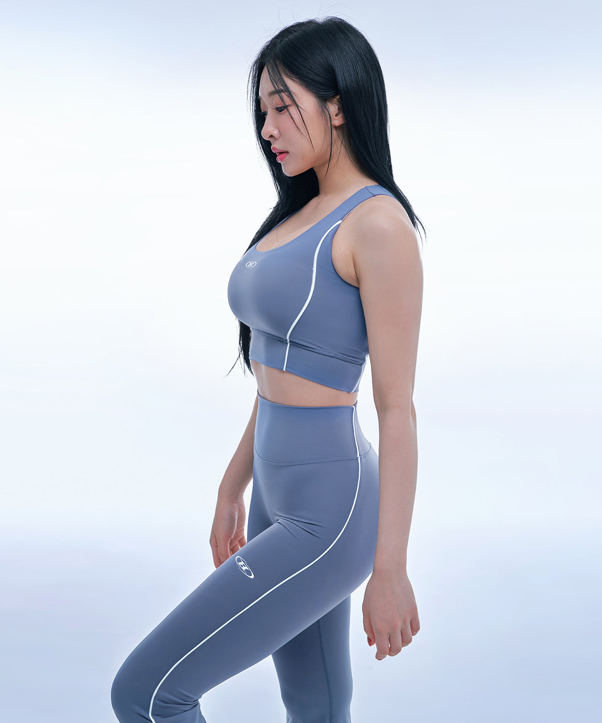 【韓国限定】W SYMBOL B PIPING BOOTS CUT LEGGINGS [BLUE]