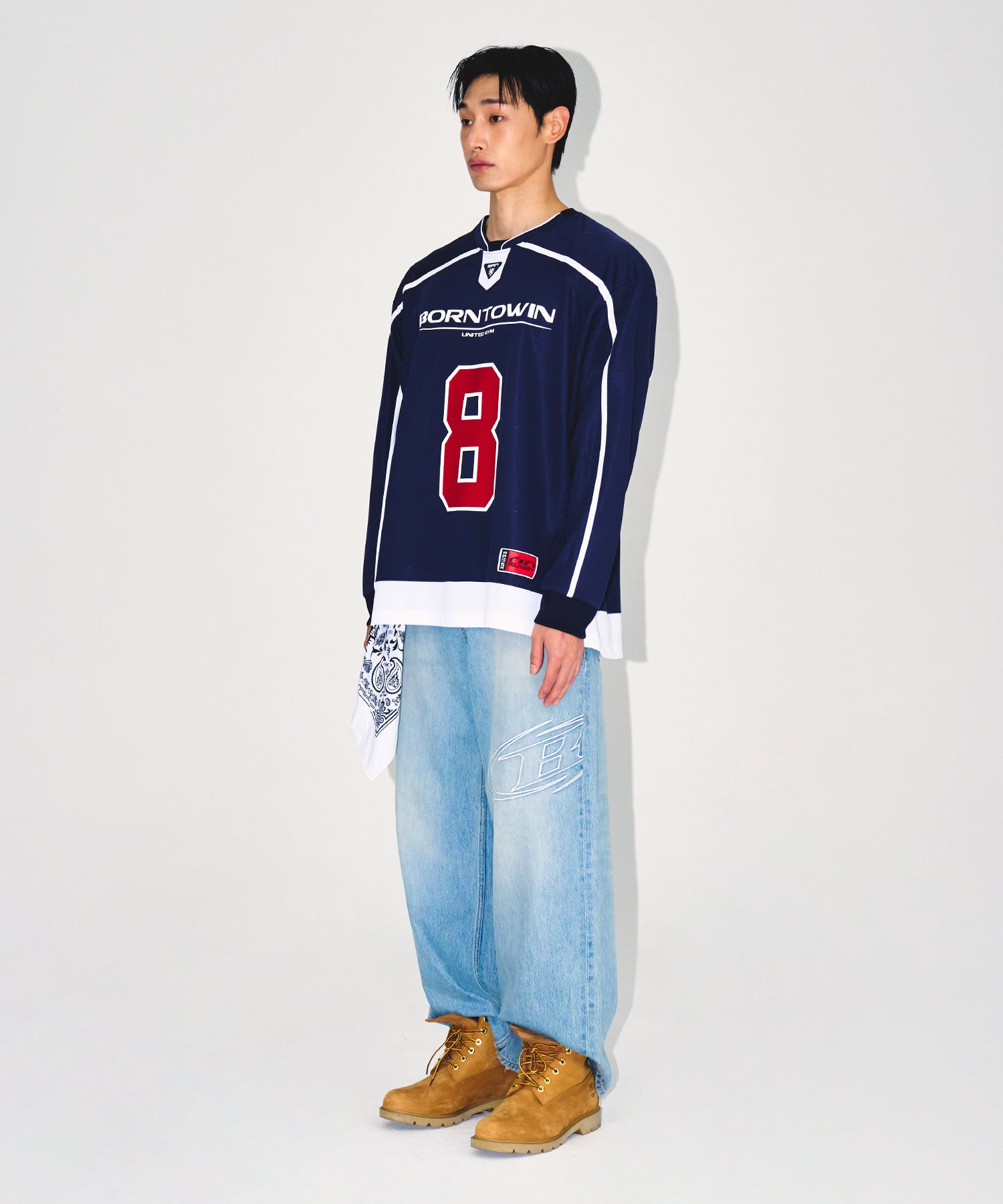 【予約販売：ご注文より1～3週間後に発送予定】LINE TAPING RUGBY LONG SLEEVE [NAVY]