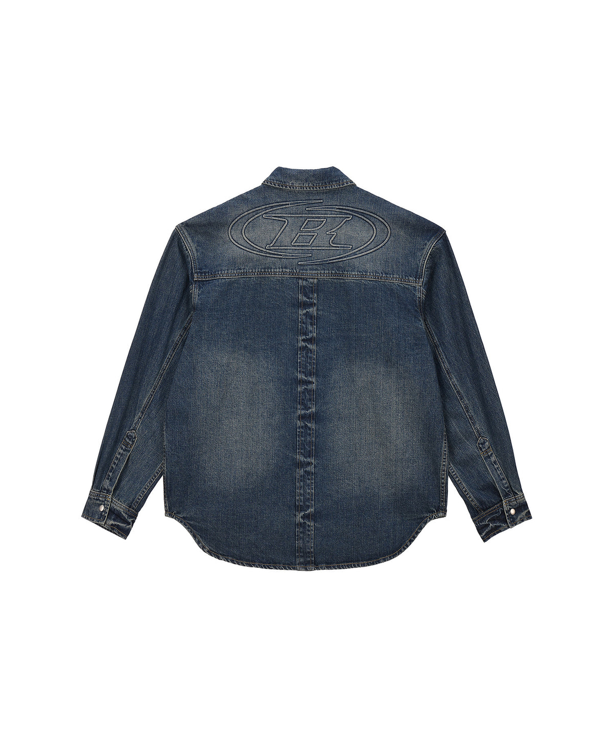 【予約販売：ご注文より1～3週間後に発送予定】WASHED DENIM OVER FIT SHIRTS [MID DENIM]