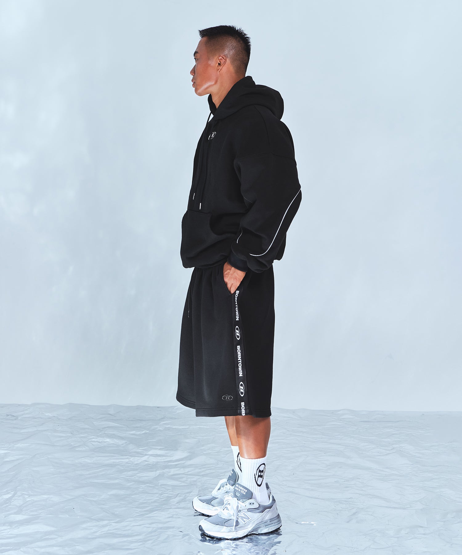 BIG CHROME REFLECTIVE LINE HOODIE [BLACK]