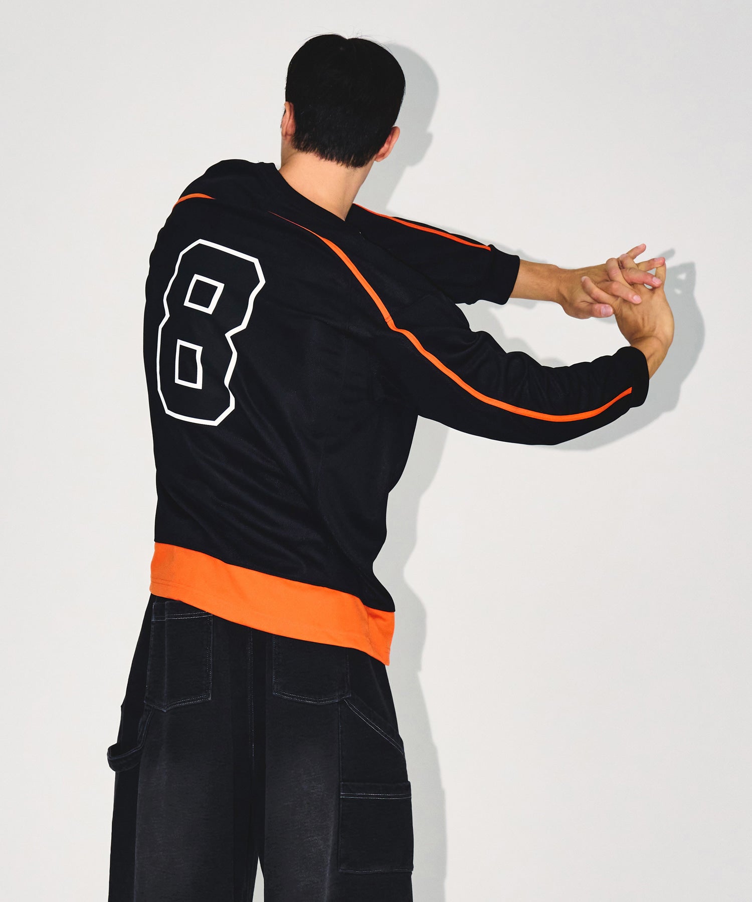 【予約販売：ご注文より1～3週間後に発送予定】LINE TAPING RUGBY LONG SLEEVE [BLACK]