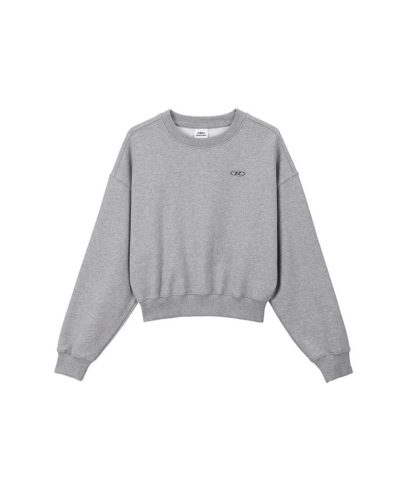 【韓国限定】W SILVER B CROP SWEATSHIRTS [MELANGE GREY]
