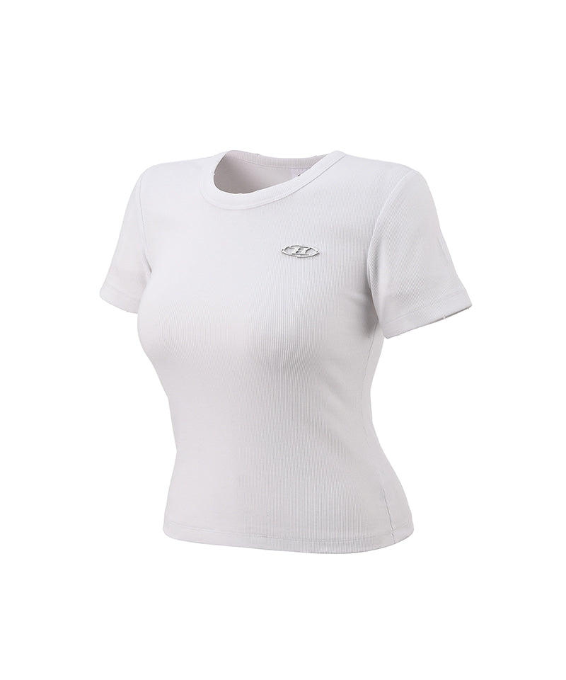 【予約販売：ご注文より1～3週間後に発送予定】W B PENDANT RIBBED T-SHIRTS [WHITE]