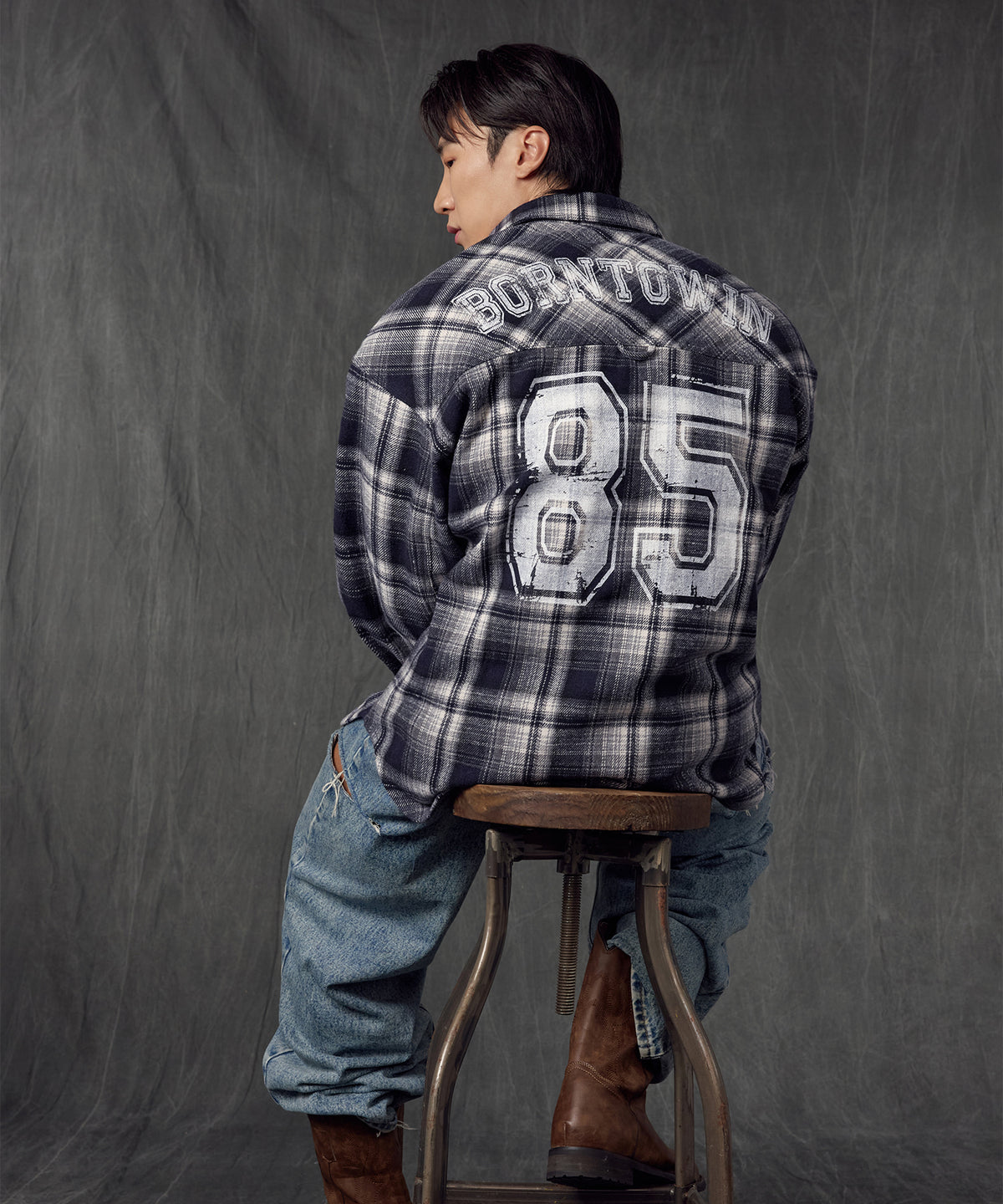 【韓国限定】85 FLANNEL CHECK SHIRTS JACKET [NAVY]
