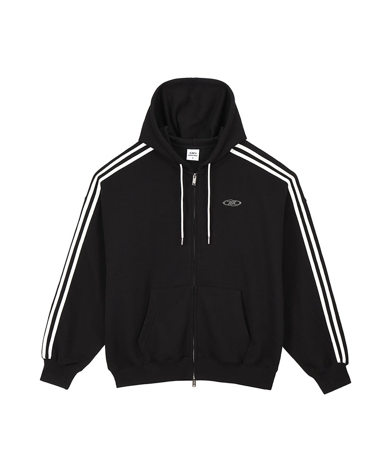 CHROME B TRACK LINE HOODIE ZIP-UP [BLACK]