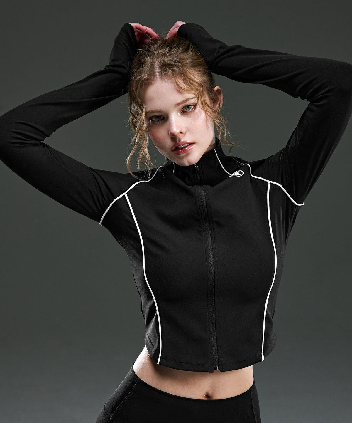 【韓国限定】W SYMBOL B PIPING FULL ZIP-UP JACKET [BLACK]