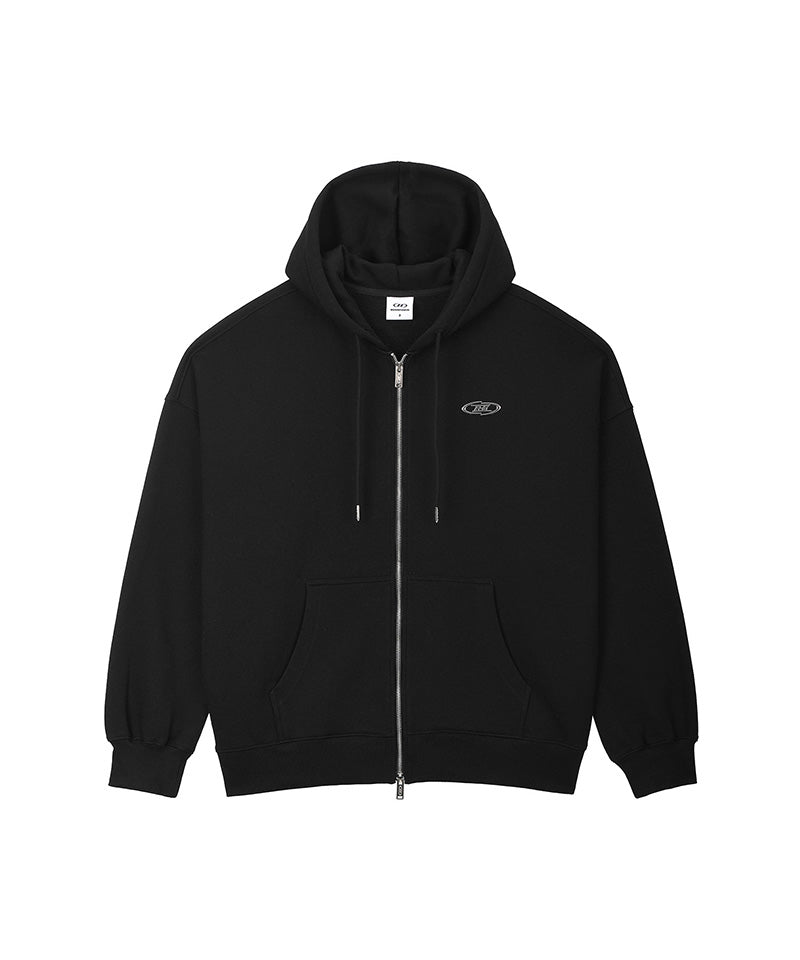 【予約販売：ご注文より1～3週間後に発送予定】CHROME B FLEECE HOODIE ZIP-UP [BLACK]