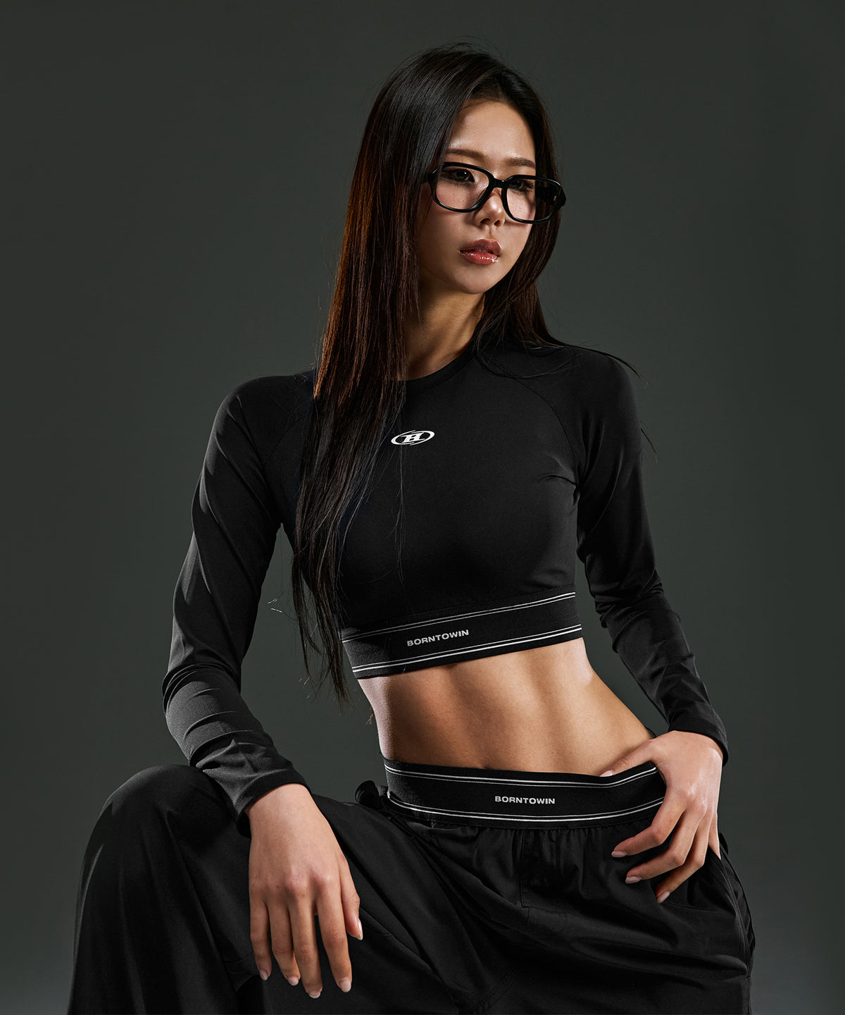 【予約販売：ご注文より1～3週間後に発送予定】W DOUBLE LINE BAND LONG SLEEVE [BLACK]