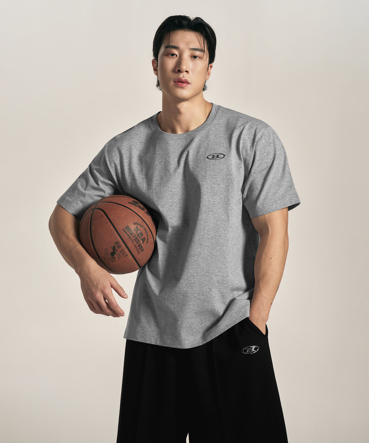 【韓国限定】SILVER B BASIC T-SHIRTS [MELANGE GREY]
