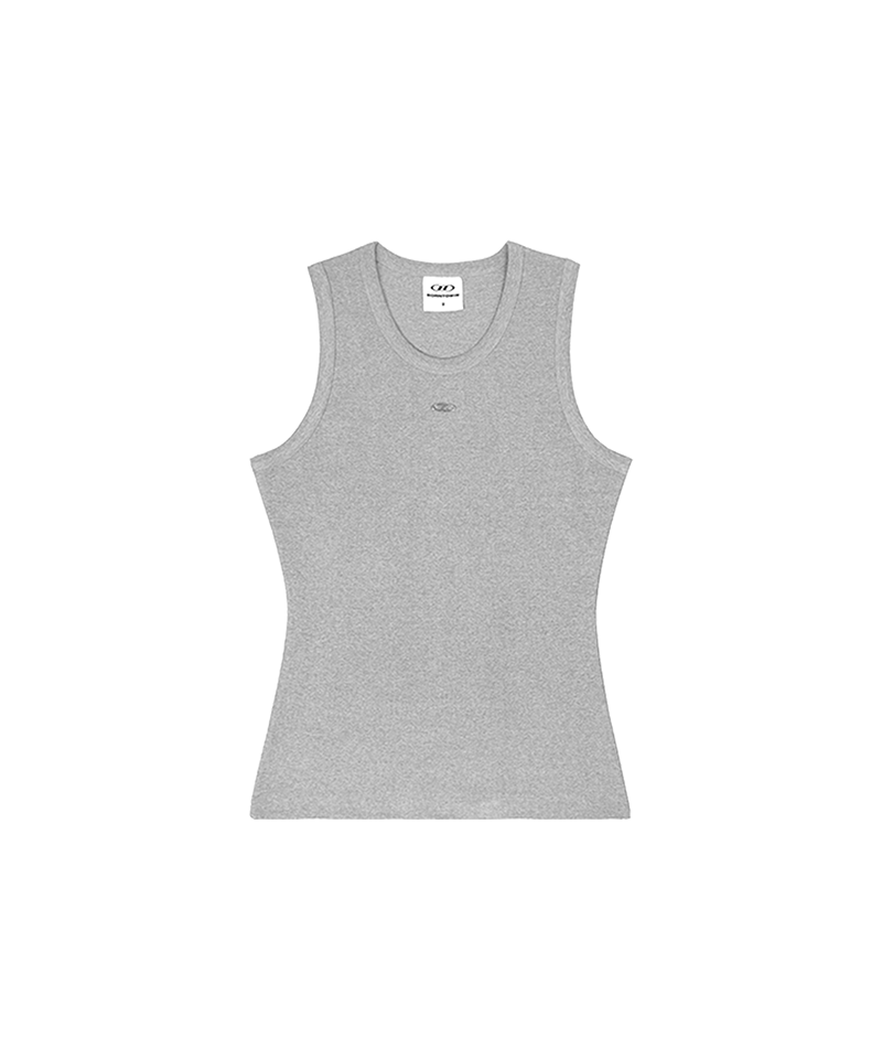【予約販売：ご注文より1～3週間後に発送予定】B PENDANT RIBBED SLEEVELESS [MELANGE GREY]