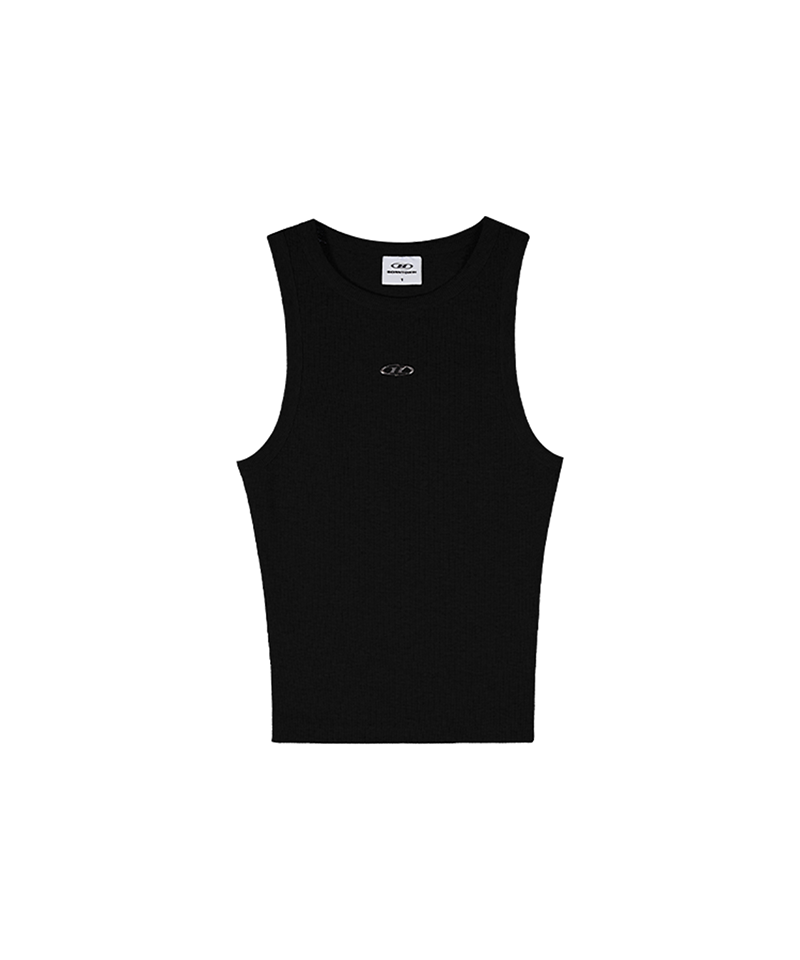 【POPUP展示品】B PENDANT RIBBED SEMI CROP SLEEVELESS [BLACK]