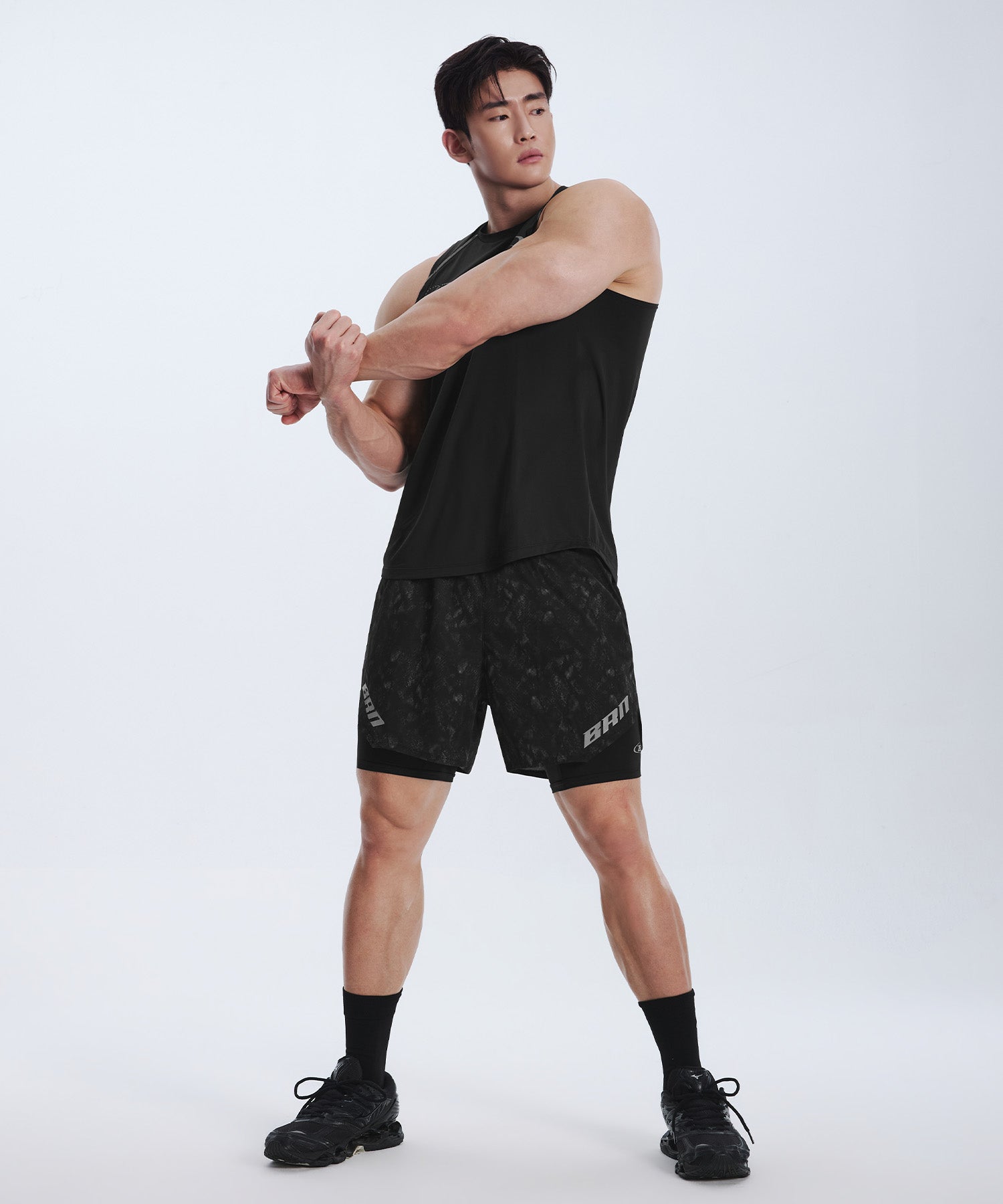 韓国限定】BRN PYTHON PATTERN 2 IN 1 SHORTS [BLACK] – BORNTOWIN