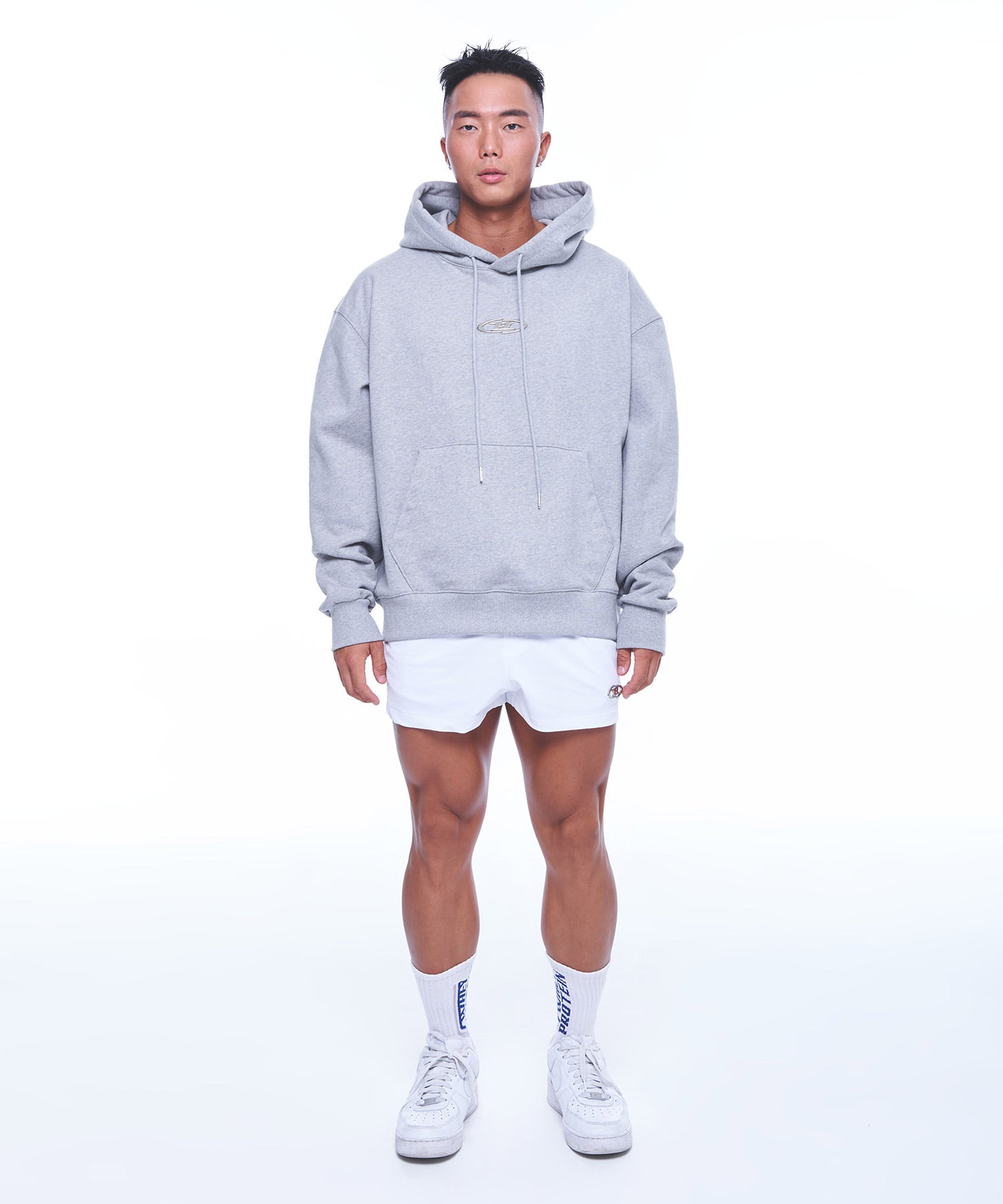 BIG CHROME B LOGO HOODIE [MELANGE GREY]