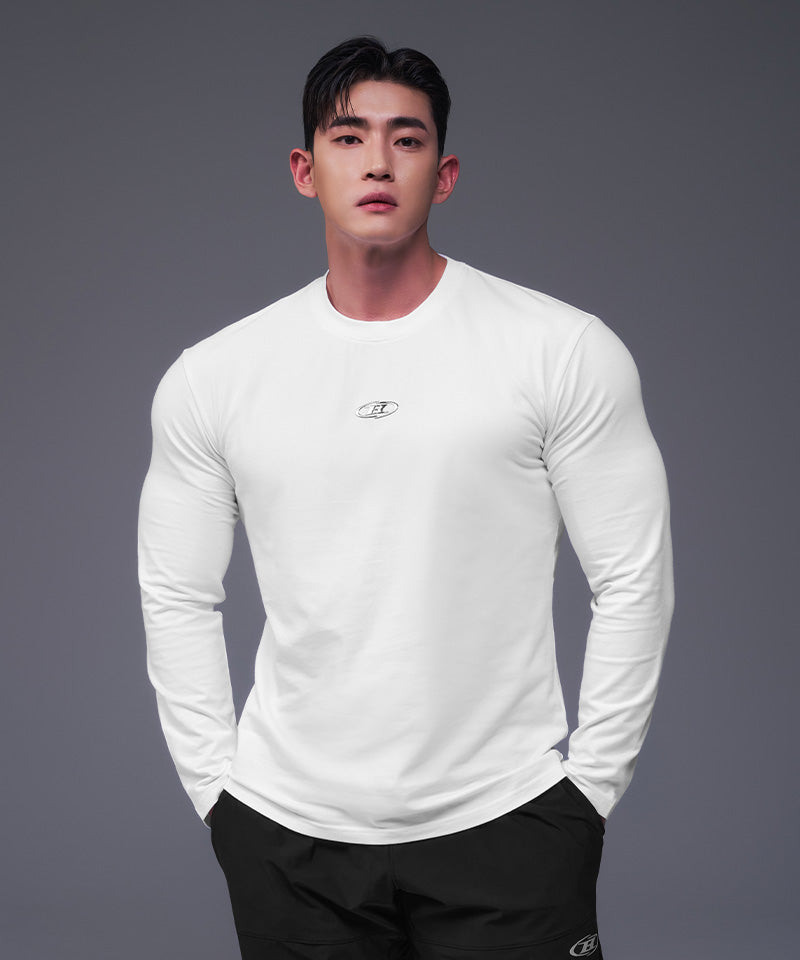 【韓国限定】SILVER B LOGO MUSCLE FIT LONG SLEEVE [WHITE]