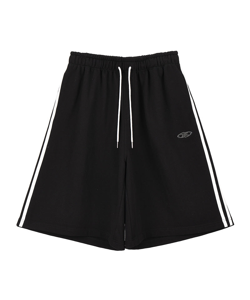 【予約販売：ご注文より1～3週間後に発送予定】CHROME B TRACK LINE BERMUDA PANTS [BLACK]