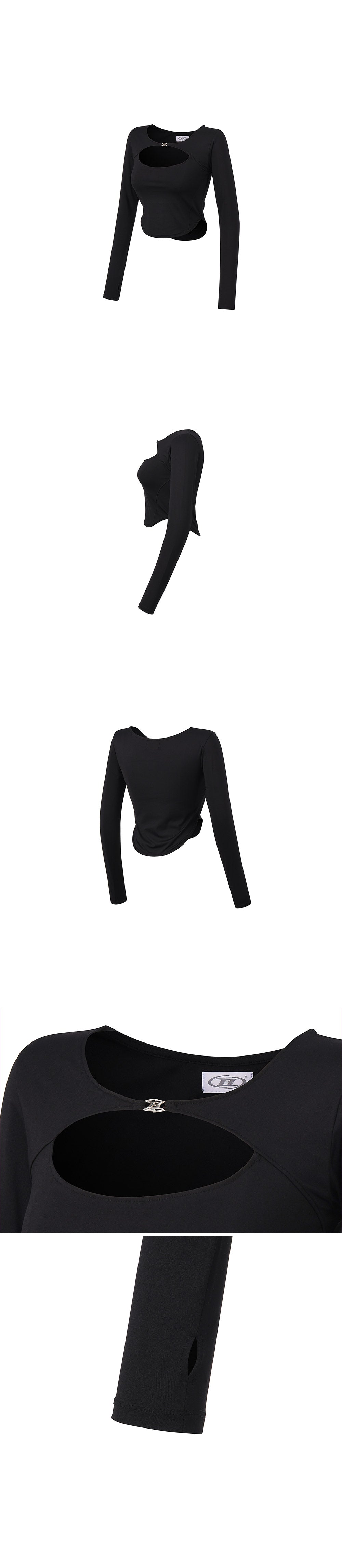 B-BUCKLE CUTOUT LONG SLEEVE [BLACK]