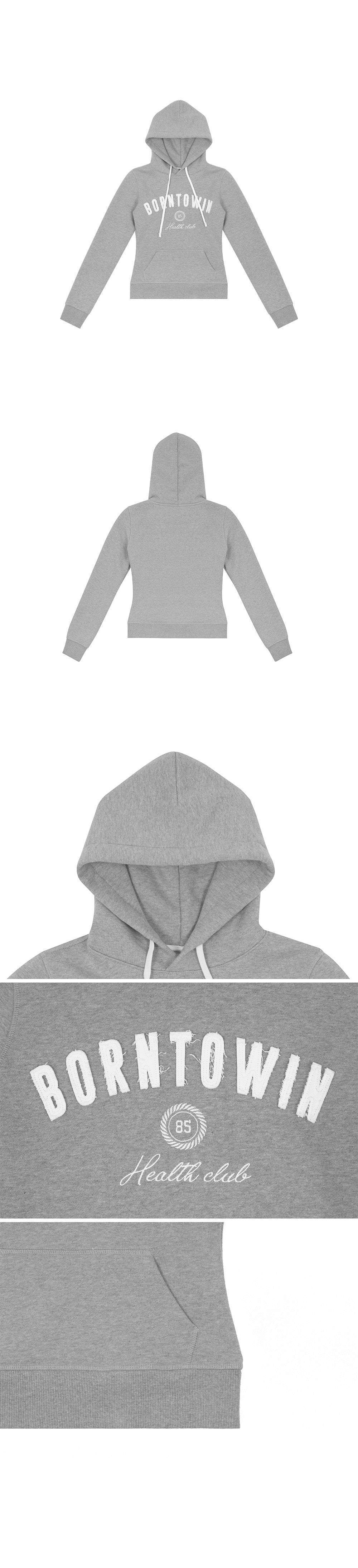 BORNTOWIN PATCH SLIM FIT HOODIE [MELANGE GREY]