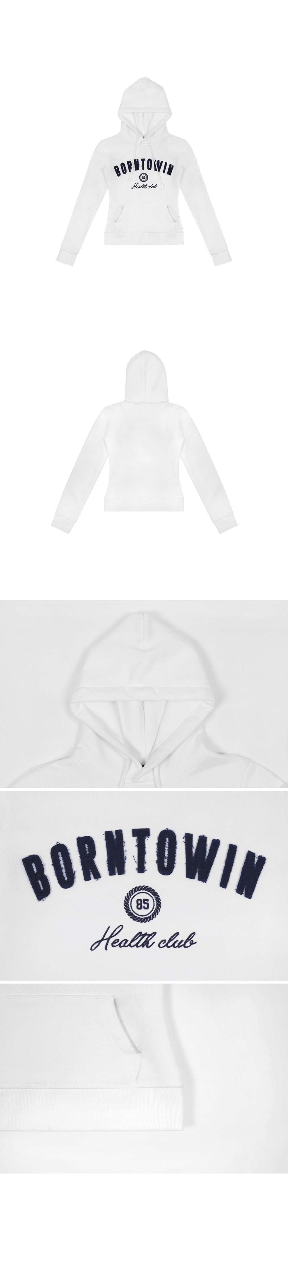 BORNTOWIN PATCH SLIM FIT HOODIE [WHITE]