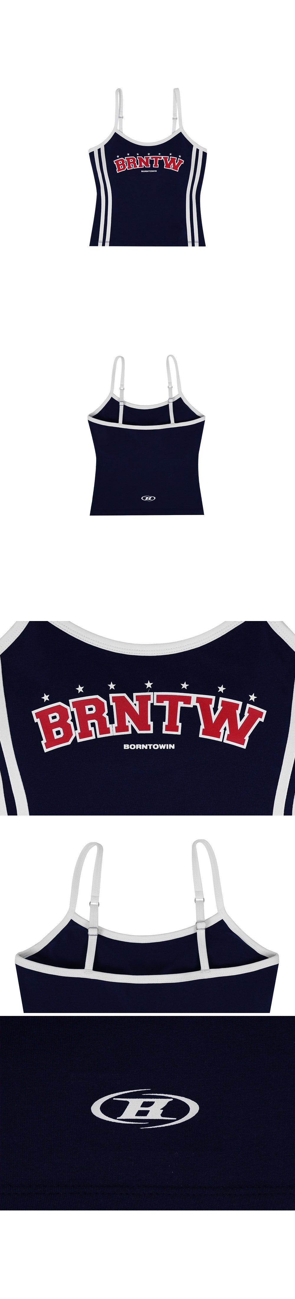 BRNTW TRACK LINE CROP SLEEVELESS [NAVY]