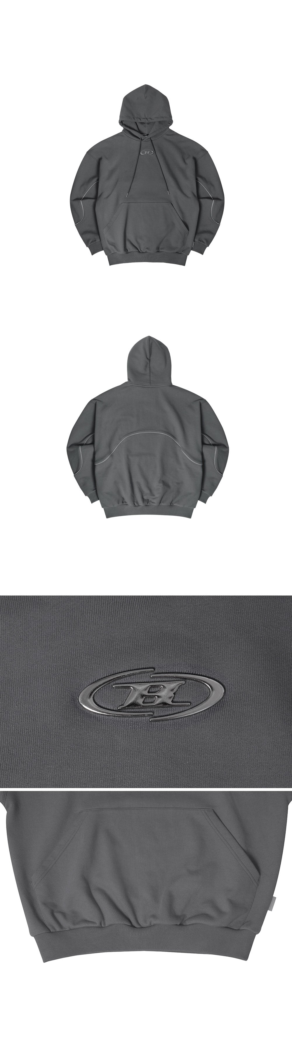 BIG CHROME REFLECTIVE LINE HOODIE [CHARCOAL]