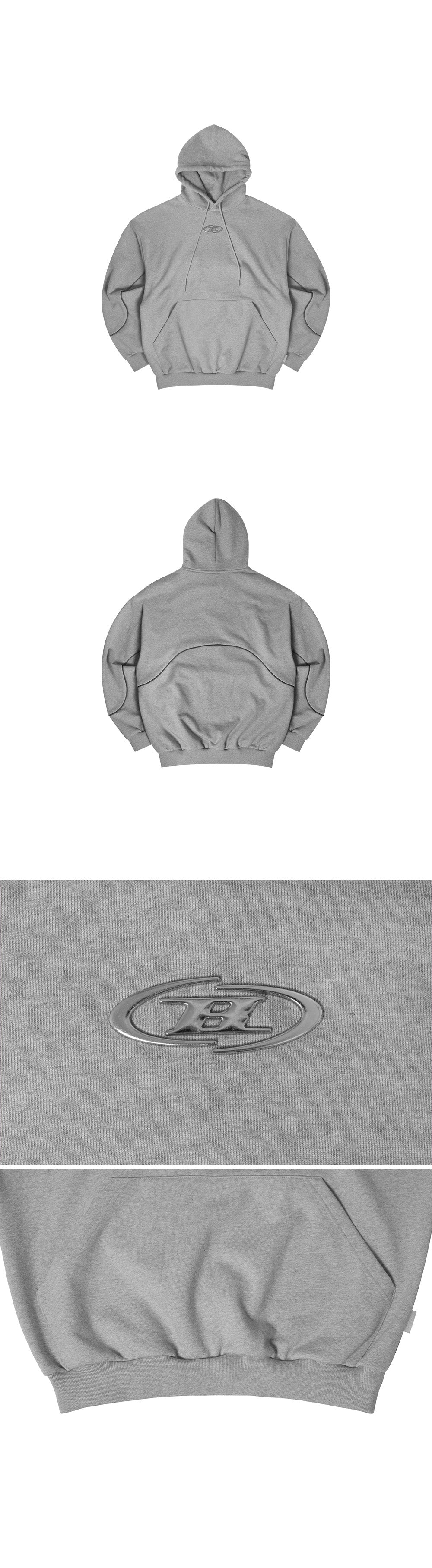 BIG CHROME REFLECTIVE LINE HOODIE [MELANGE GREY]