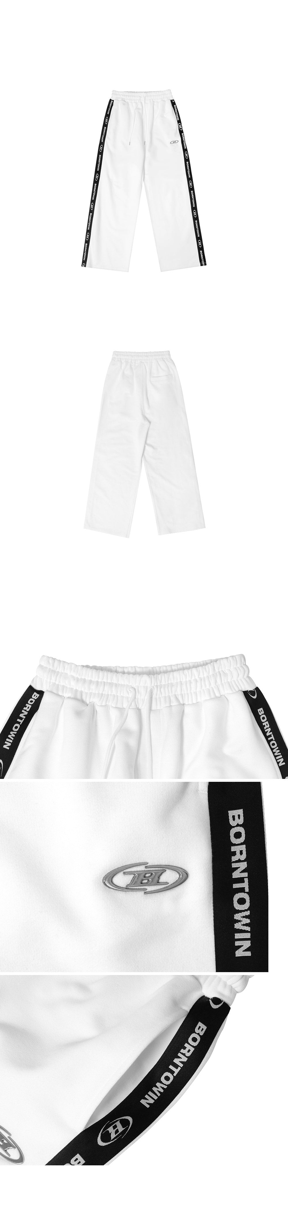 CHROME B BLACK LINE WIDE PANTS [WHITE]