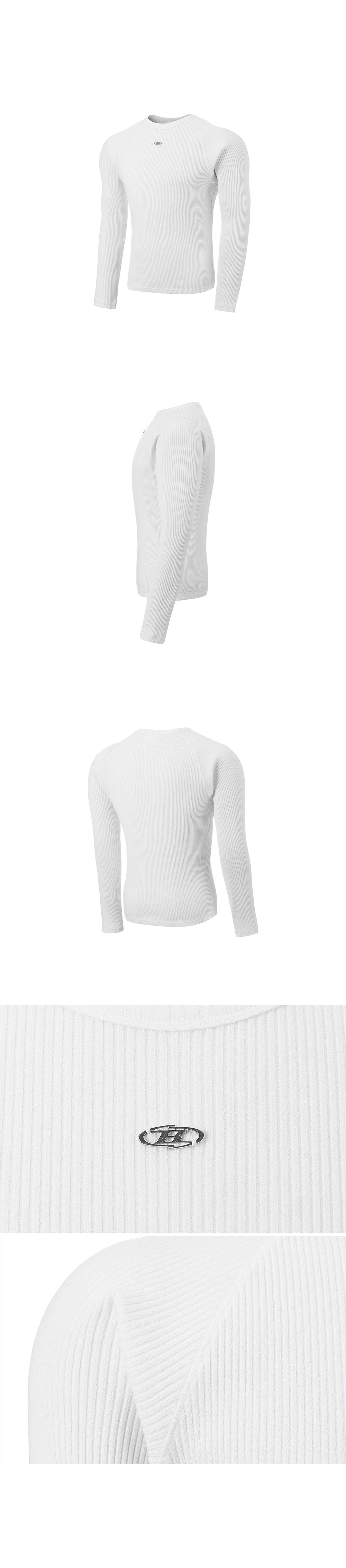 B PENDANT RIBBED LONGSLEEVE [WHITE]