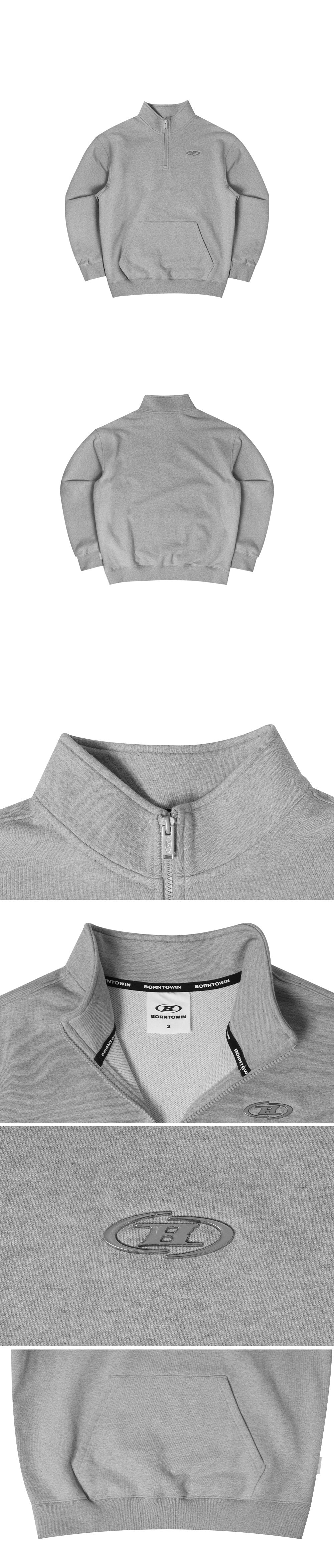 CHROME B HALF ZIP-UP SWEATSHIRTS [MELANGE GREY]