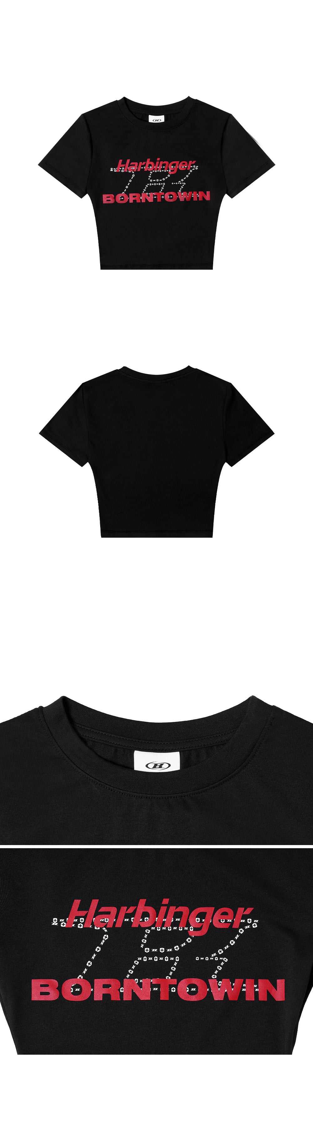 B X H CROP T-SHIRTS [BLACK]