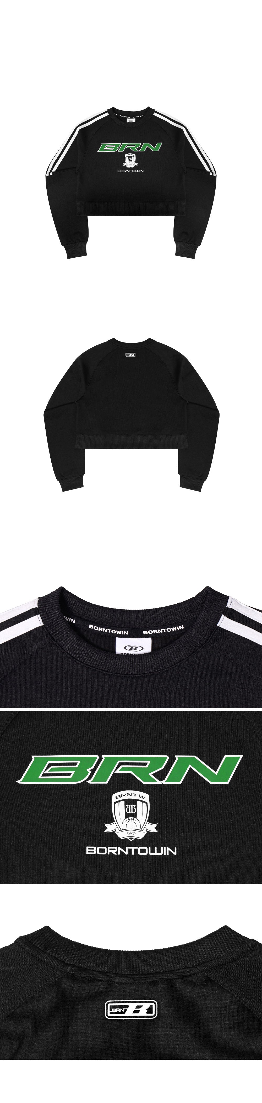 BRN TRACK LINE JERSEY CROP SWEATSHIRTS [BLACK]