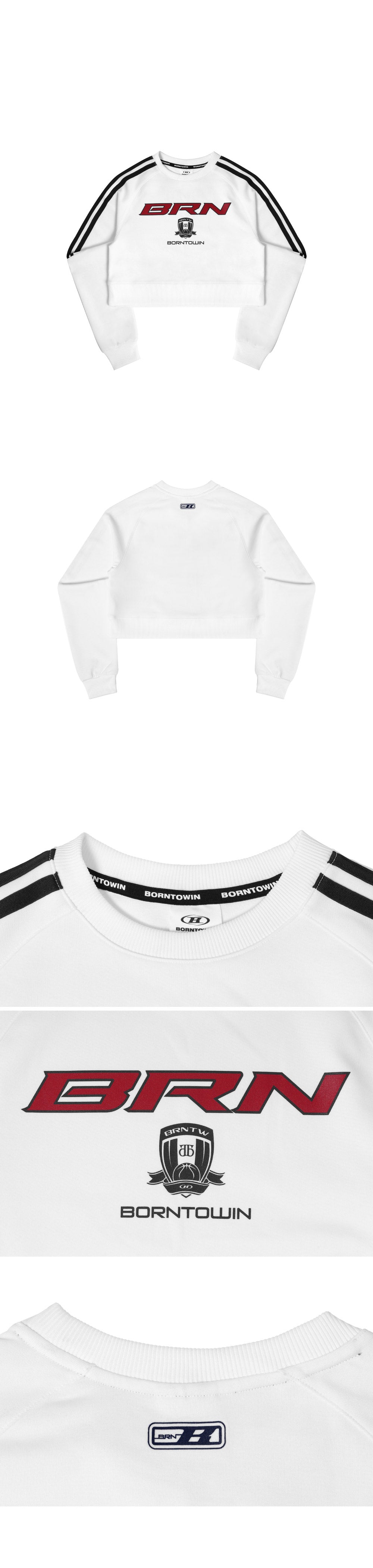 BRN TRACK LINE JERSEY CROP SWEATSHIRTS [IVORY]