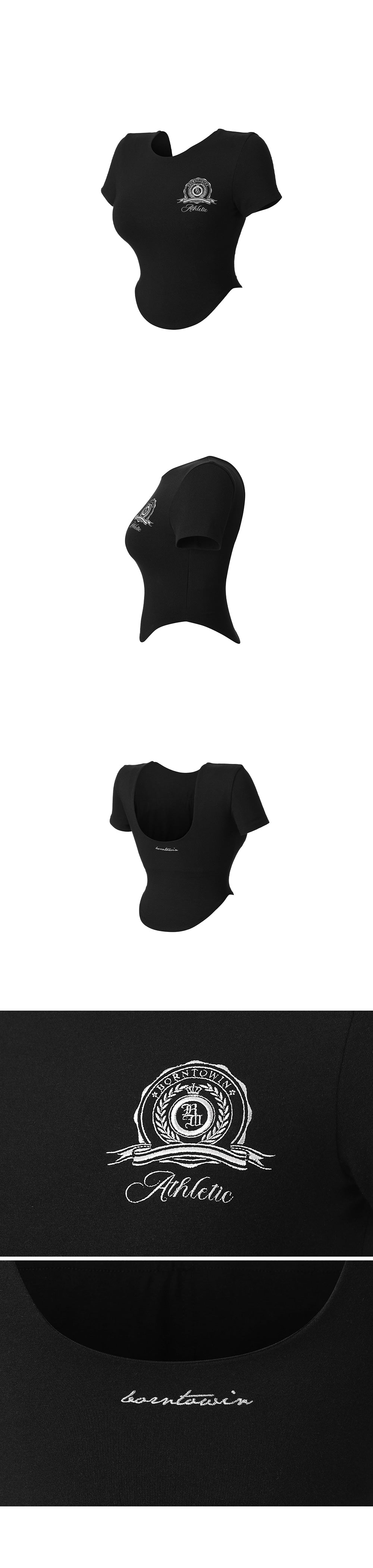 BACKLESS CROP T-SHIRTS [BLACK]