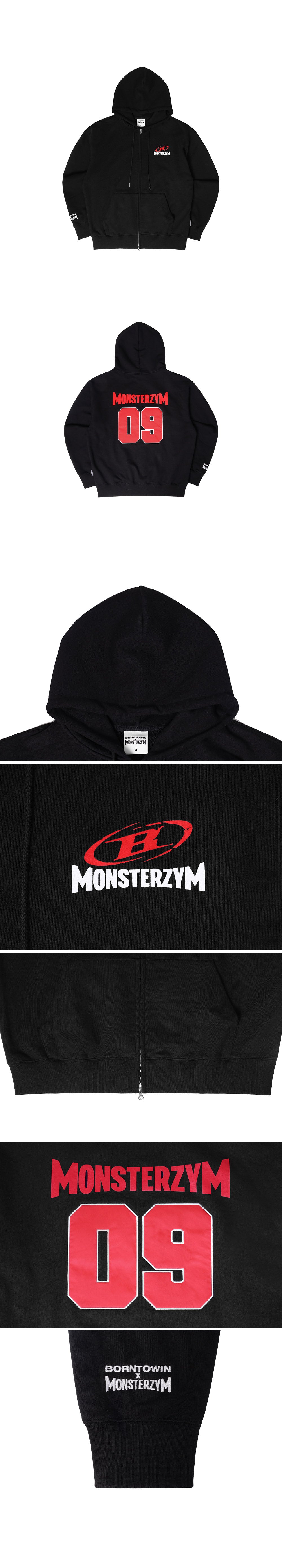 MONSTERZYM HOODIE ZIP-UP [BLACK]