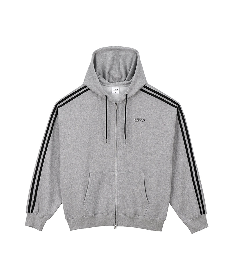 CHROME B TRACK LINE HOODIE ZIP-UP [MELANGE GREY]