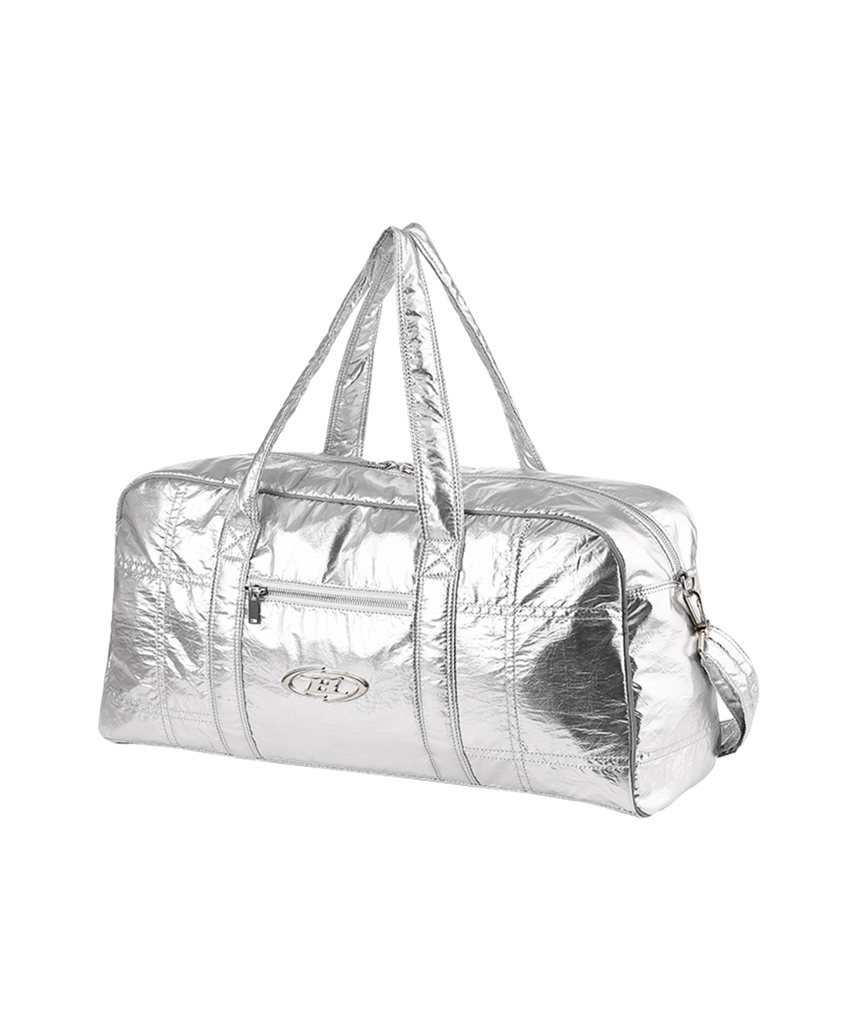 【韓国限定】BIG CHROME METALLIC DUFFLE BAG [SILVER]