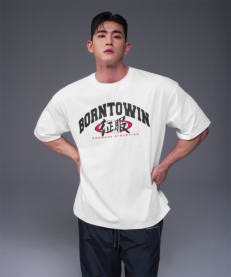【韓国限定】CONQUER ATHLETICS SEMI OVER FIT T-SHIRTS [WHITE]