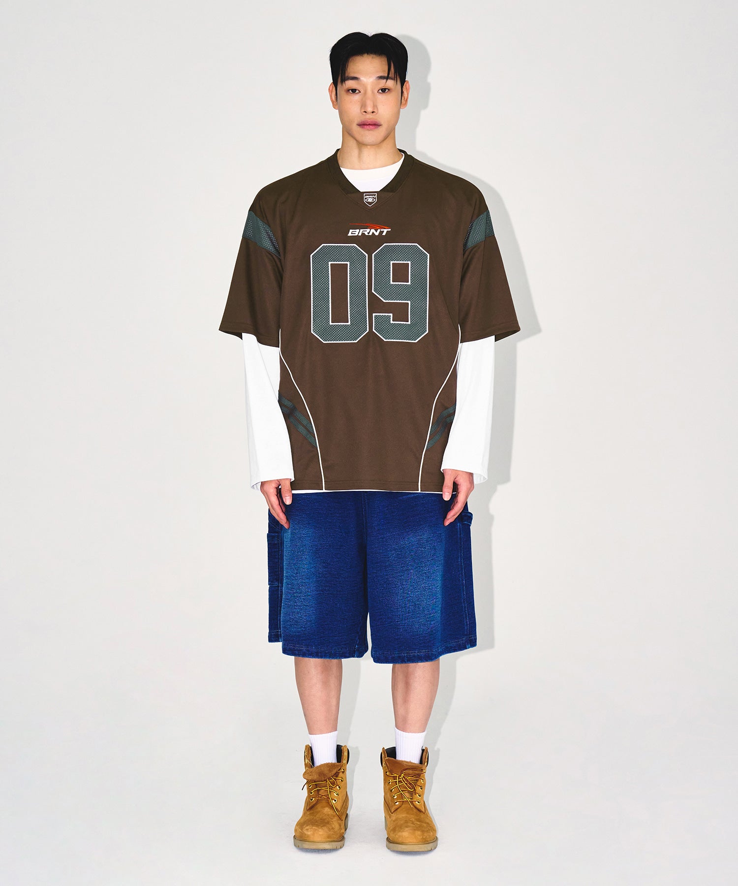 【予約販売：ご注文より1～3週間後に発送予定】09 APPLIQUE RUGBY JERSEY T-SHIRTS [BROWN]