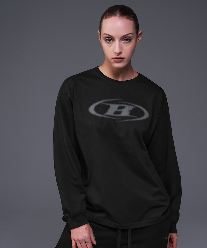【韓国限定】W HALFTONE LOGO OVER FIT LONG SLEEVE [BLACK]
