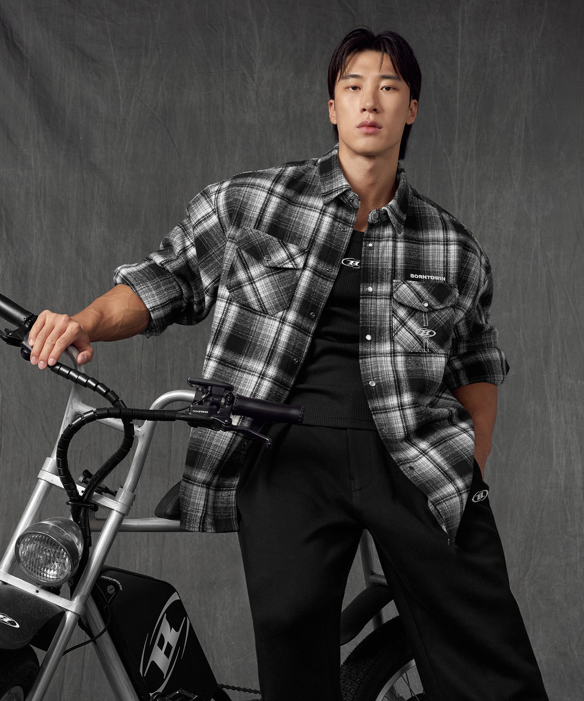 【韓国限定】85 FLANNEL CHECK SHIRTS JACKET [BLACK]
