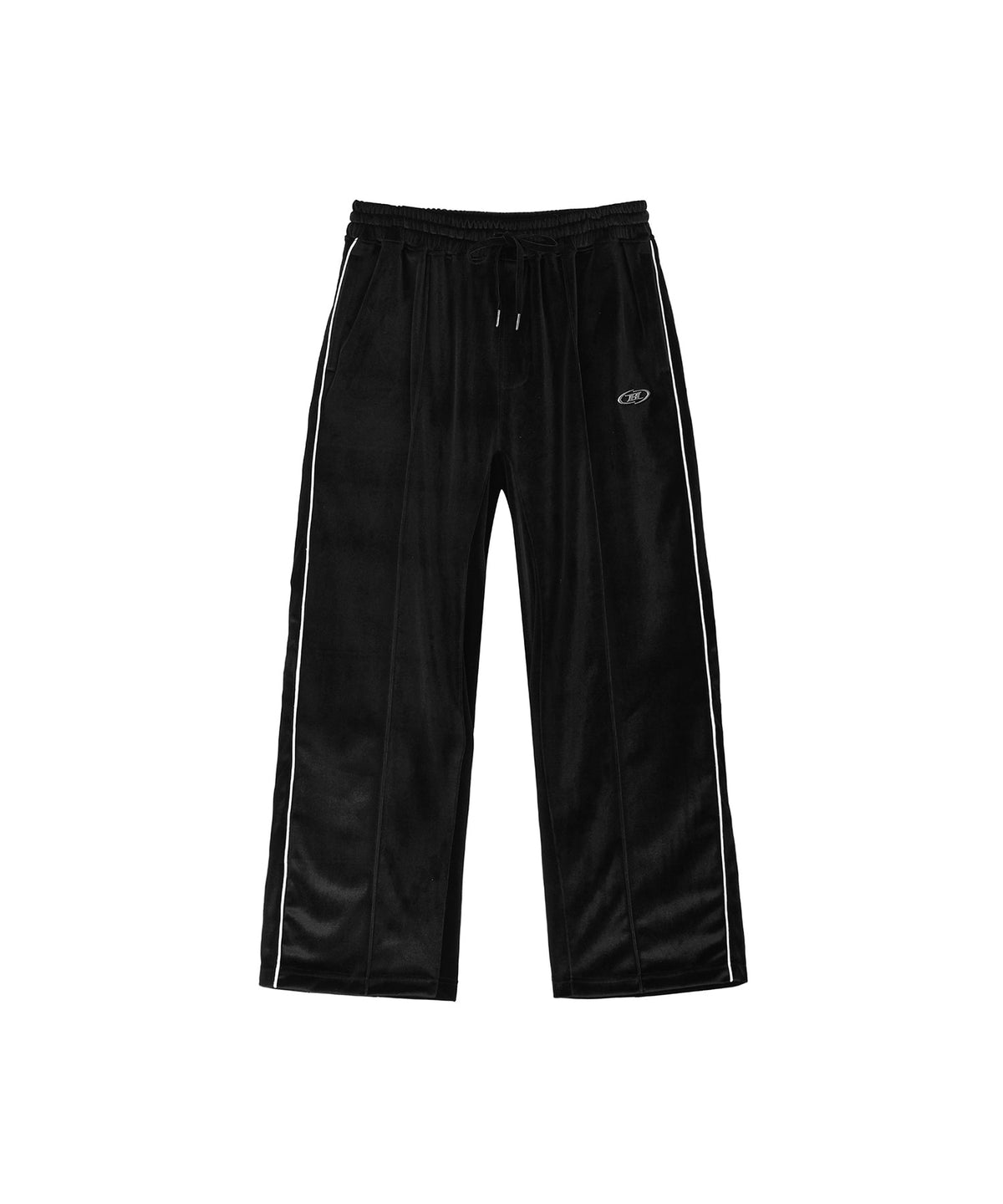 【韓国限定】TRACK LINE VELVET SEMI WIDE PANTS [BLACK]