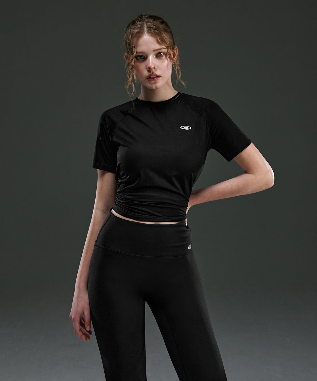 W SLIT COVER UP T-SHIRTS [BLACK]