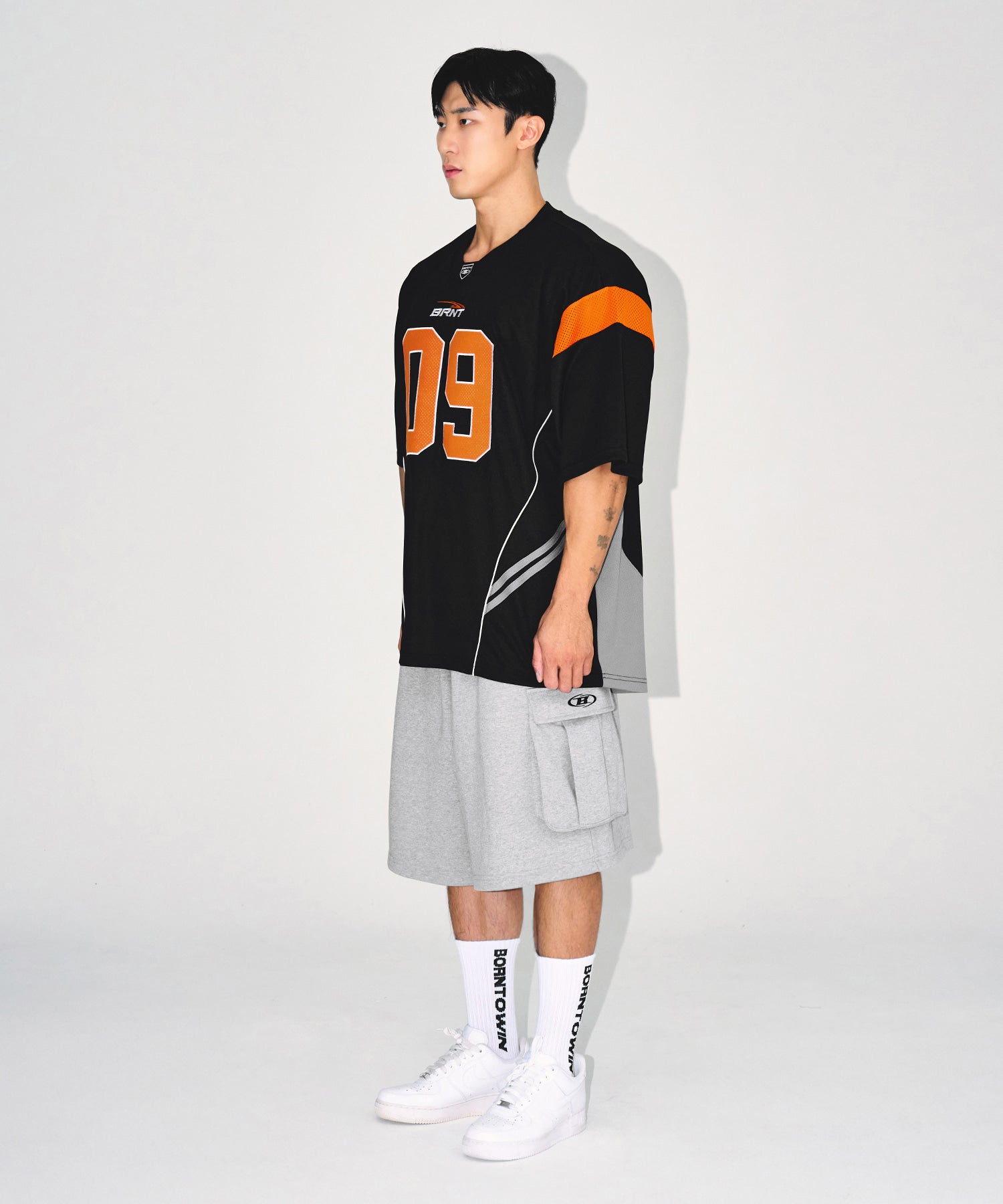 【予約販売：ご注文より1～3週間後に発送予定】09 APPLIQUE RUGBY JERSEY T-SHIRTS [BLACK]