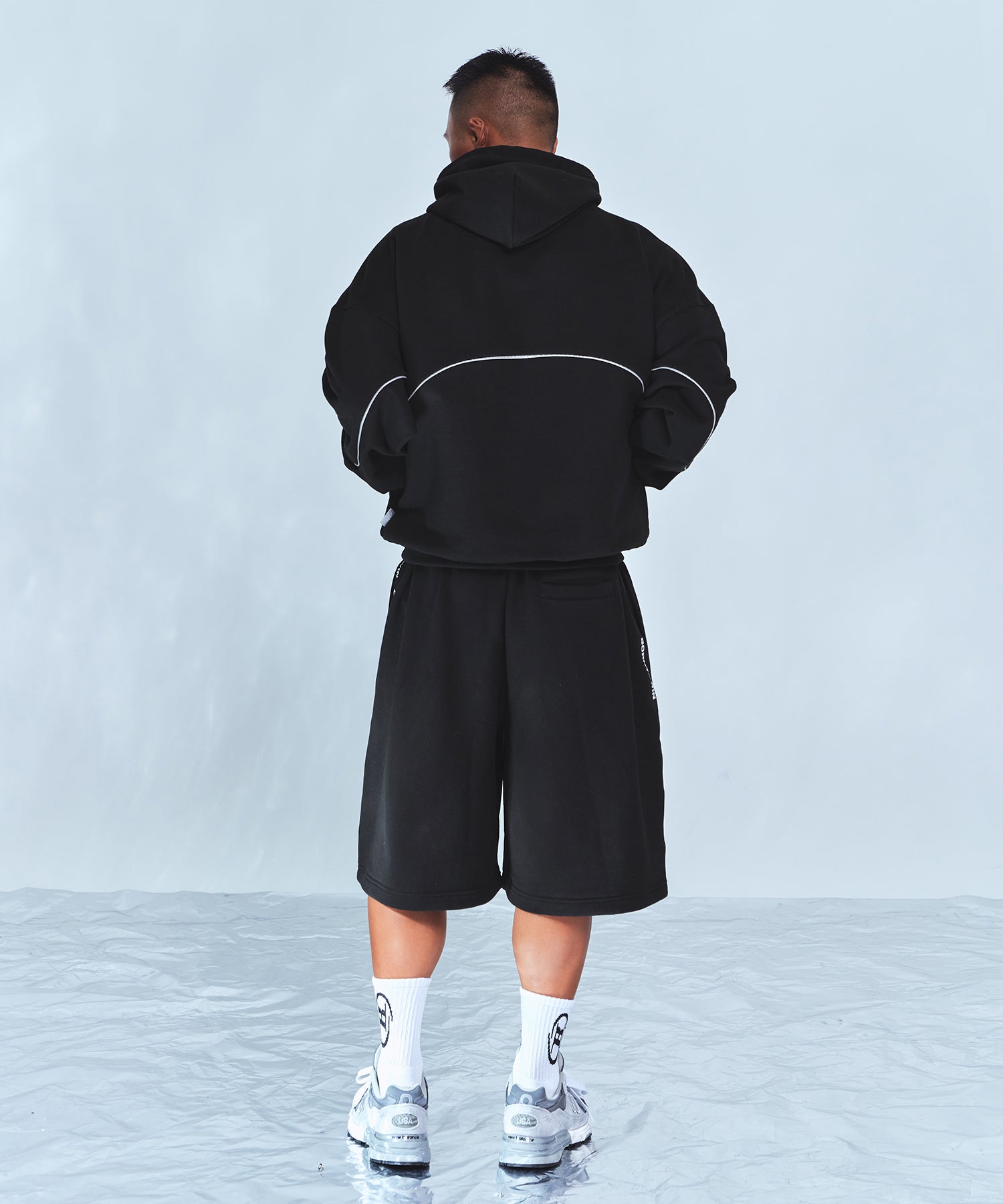 BIG CHROME REFLECTIVE LINE HOODIE [BLACK]