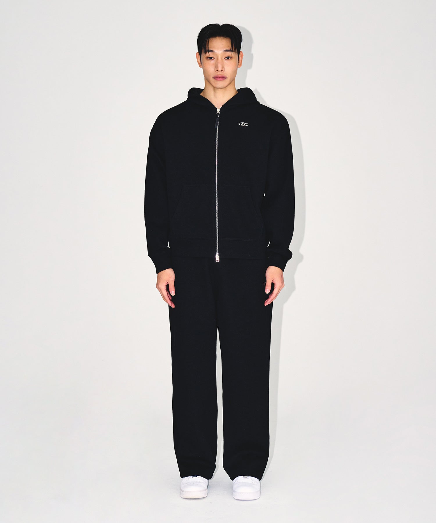 【予約販売：ご注文より1～3週間後に発送予定】KNIT LIKE HOODIE ZIP UP [BLACK]