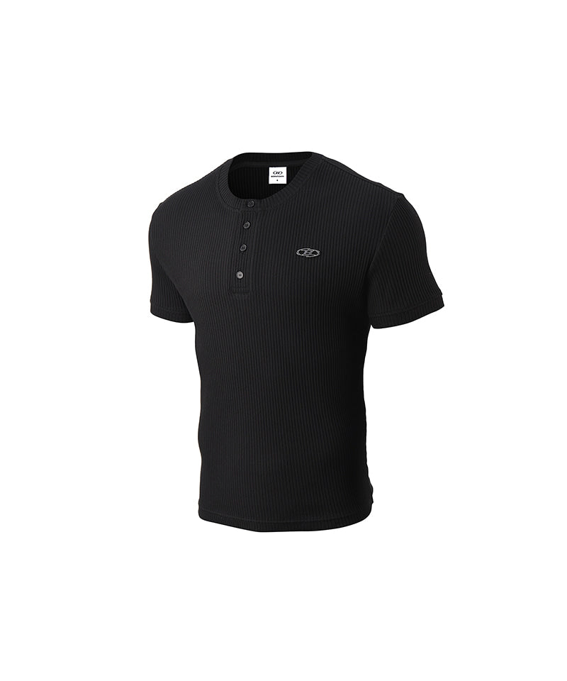 B PENDANT HENRY NECK MUSCLE FIT T-SHIRTS [BLACK]