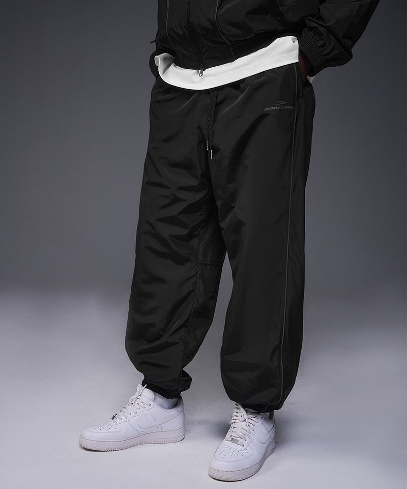 WOVEN PIPING TRACK PANTS [BLACK]