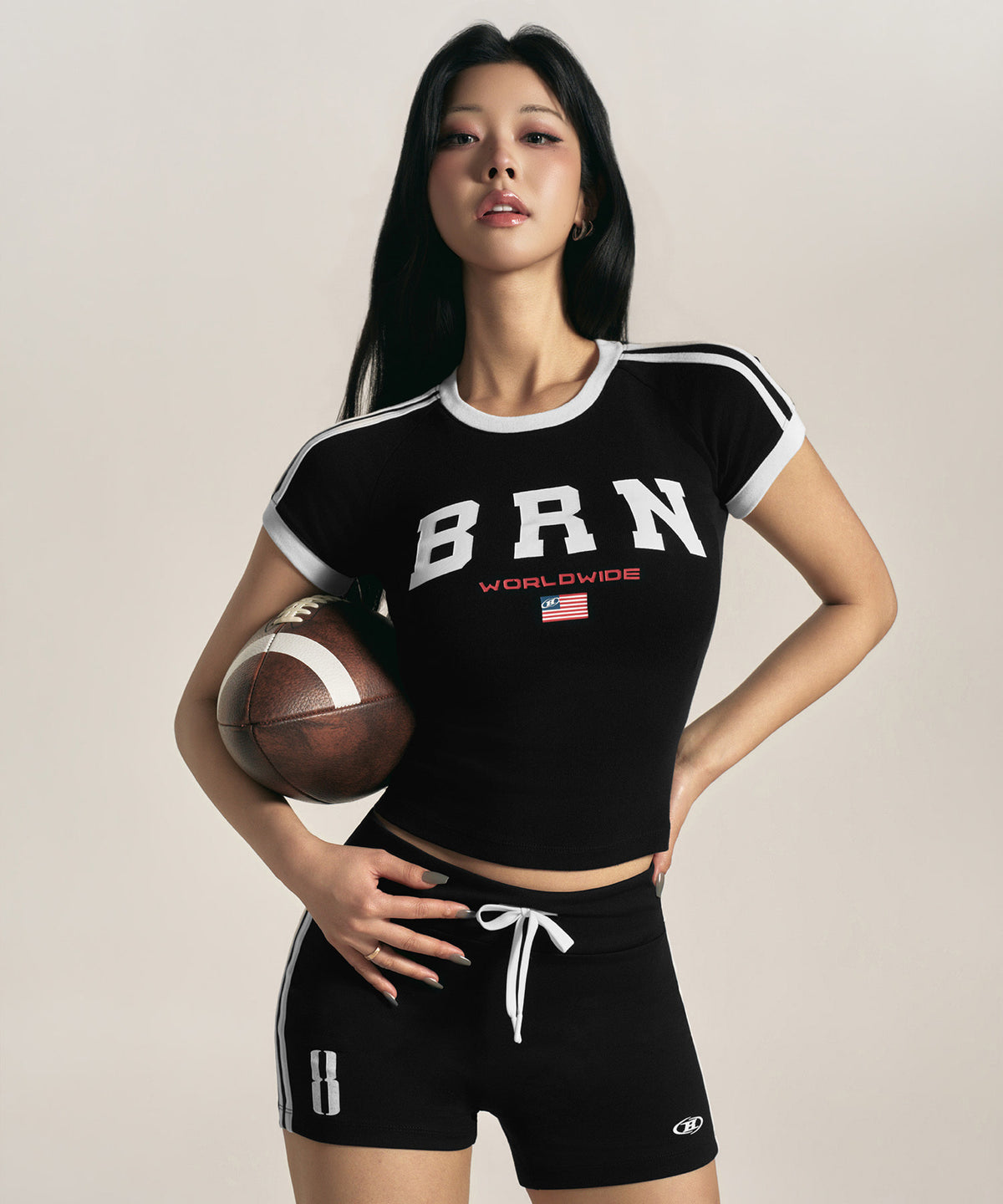 【韓国限定】W BRN FLAG T-SHIRTS [BLACK]