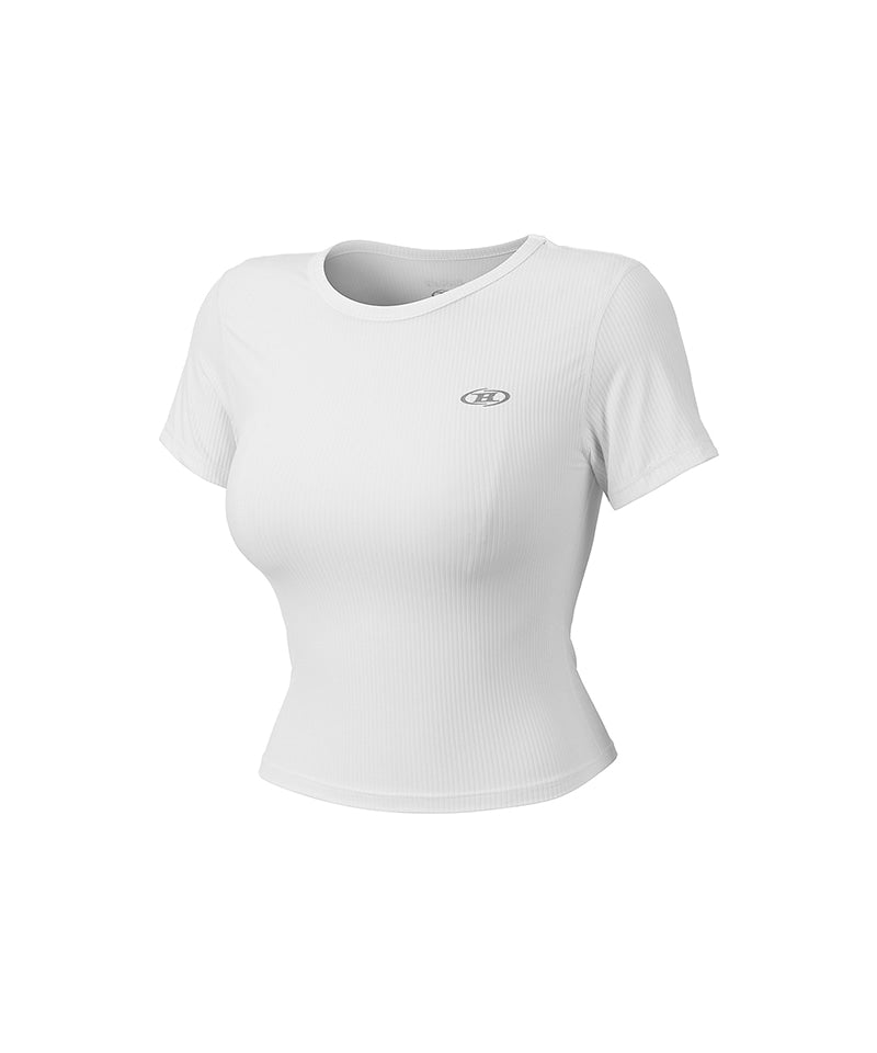 【予約販売：ご注文より1～3週間後に発送予定】W FITNESS RIBBED T-SHIRTS [WHITE]