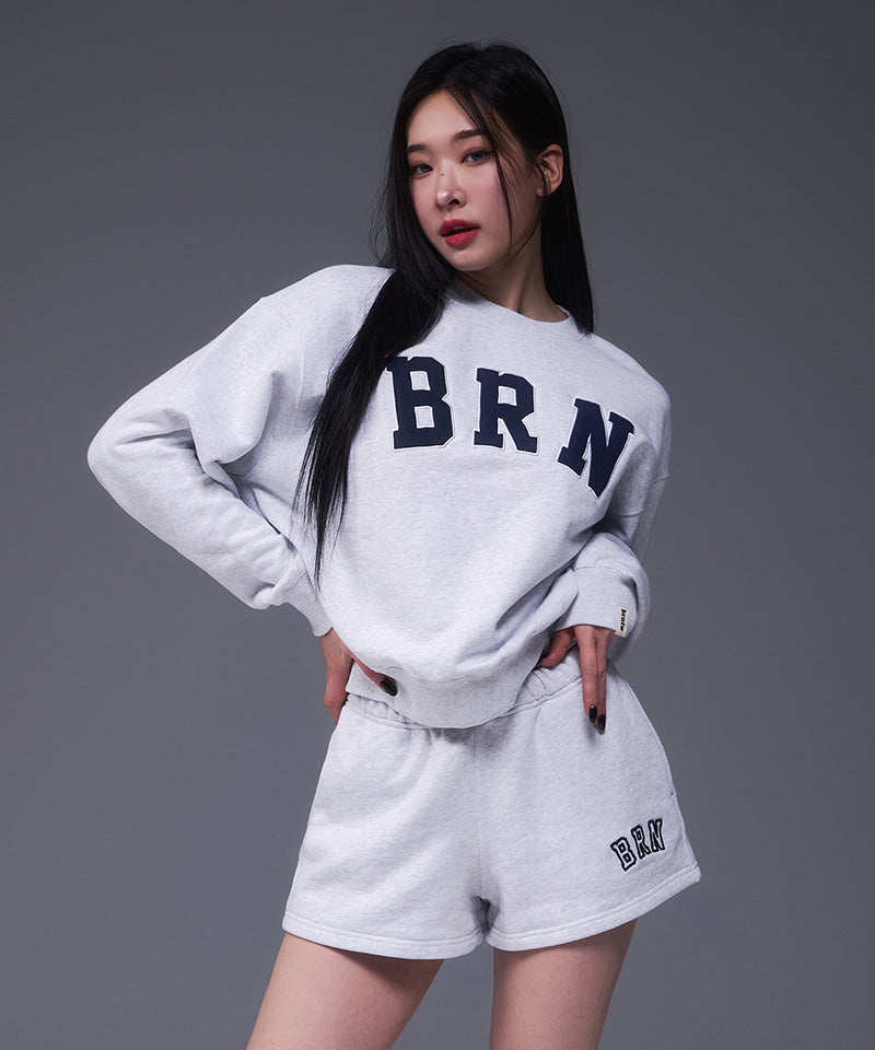 【韓国限定】W BRN RELAX FIT SWEATSHIRTS [WHITE MELANGE]