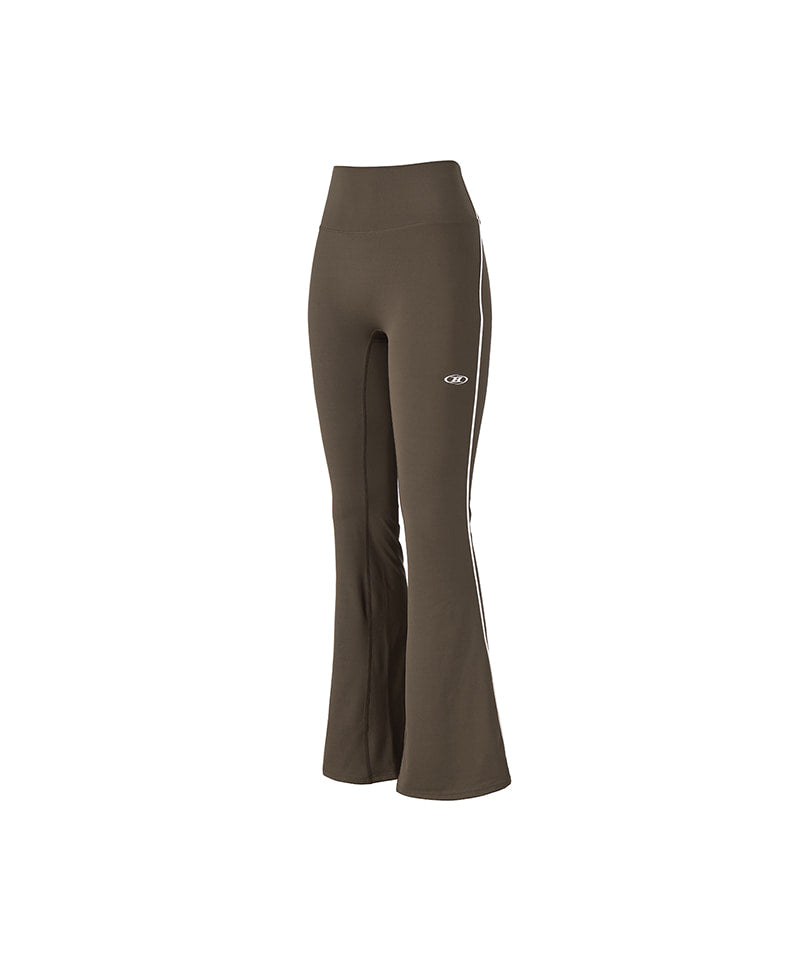 【韓国限定】W PIPING FLEECE BOOTS CUT LEGGINGS [BROWN]